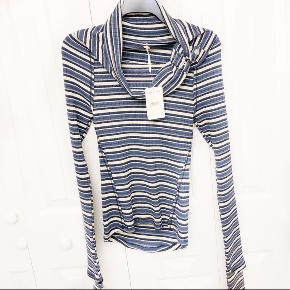 Free People Cape Cod Cowl Neck Striped Thermal top - Picture 3 of 7